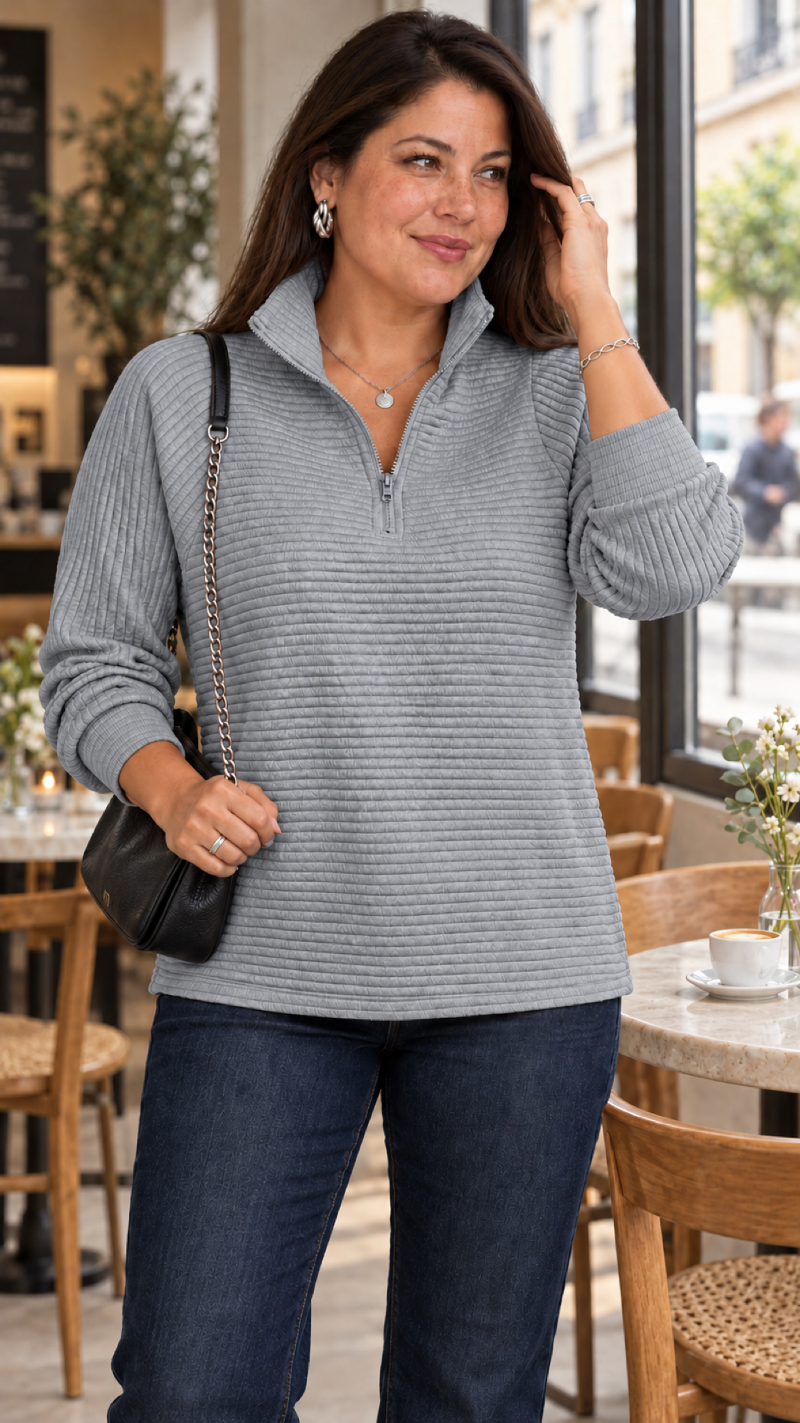 Vilja Suéter in Cinza – cafe