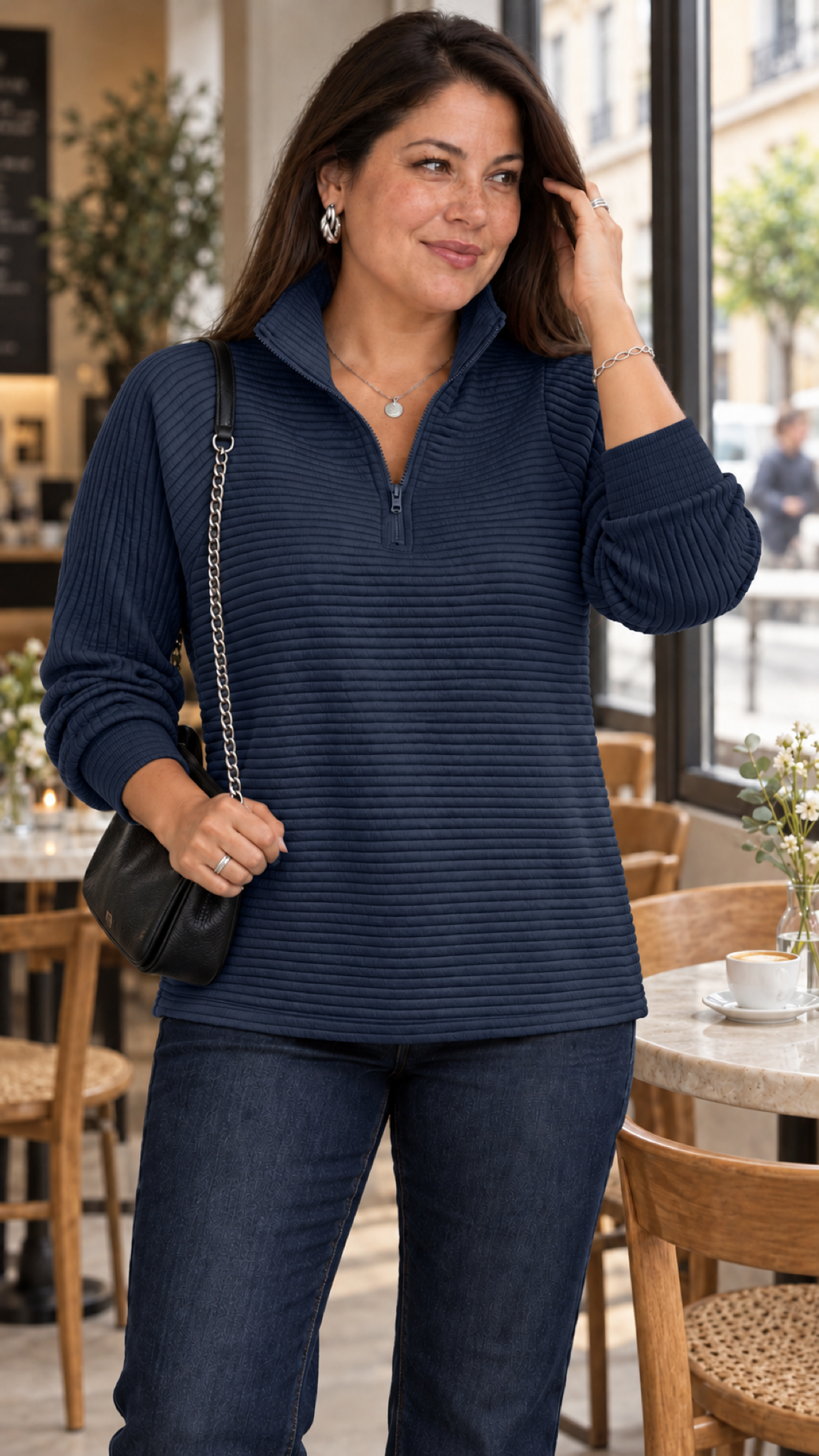 Vilja Suéter in Azul – cafe