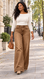 Wide-Leg Jeans in Marrom-escuro – berlim