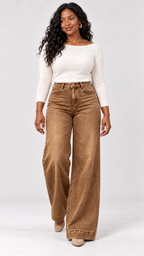 Wide-Leg Jeans in Marrom-escuro – movimento