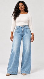 Wide-Leg Jeans in Azul-claro – frente