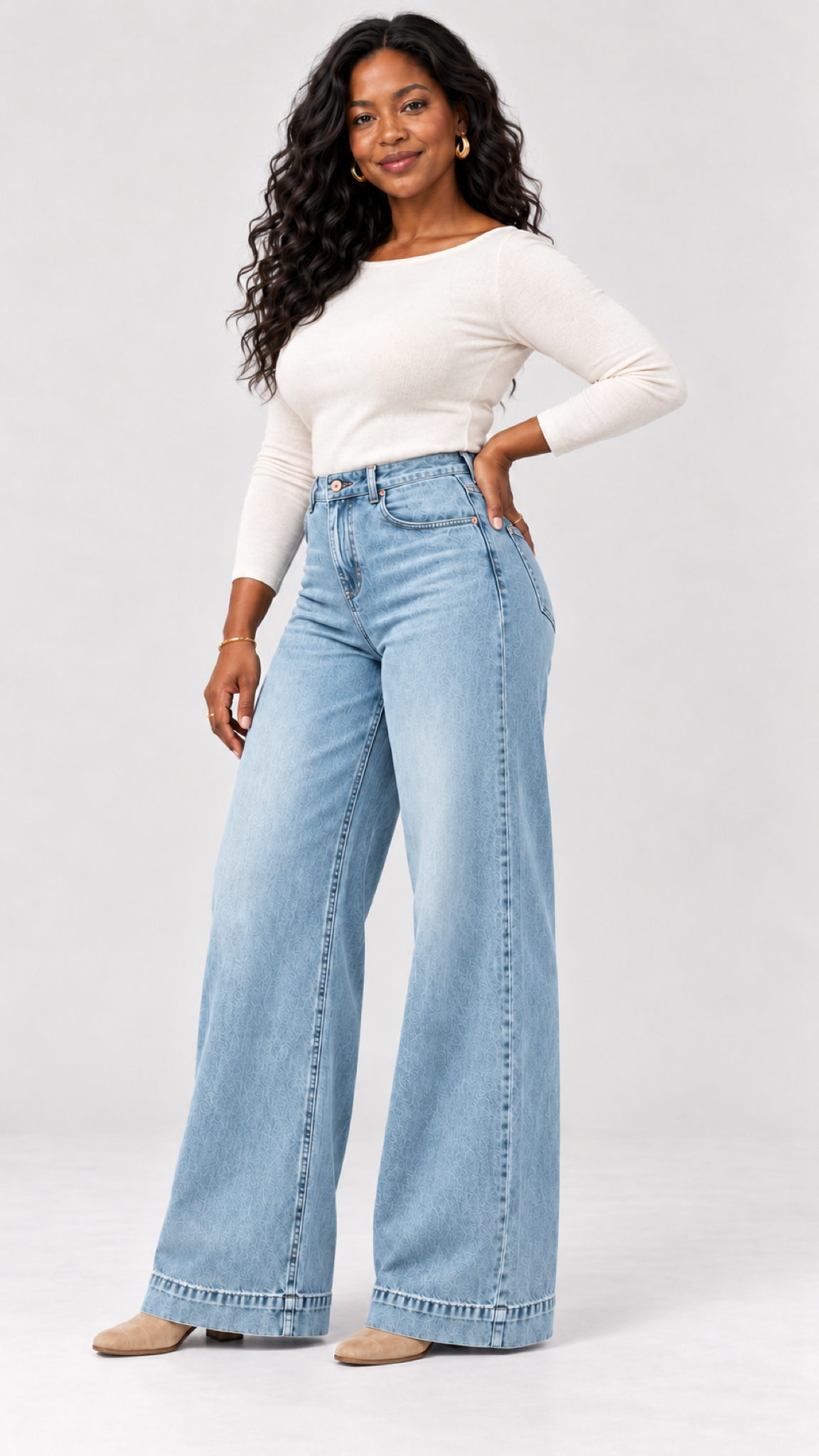 Wide-Leg Jeans in Azul-claro – lateral