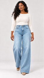 Wide-Leg Jeans in Azul-claro – movimento