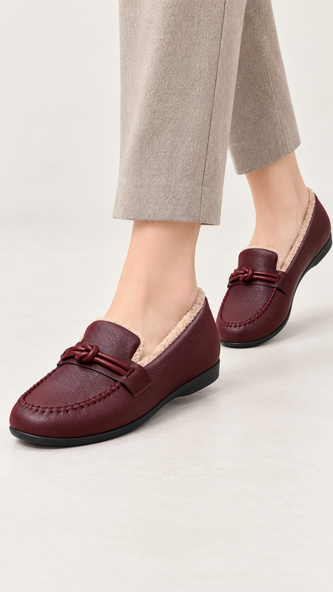 Mule forrado com detalhe de nó – Burgunder – Am Fuß