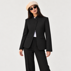 Blazer Feminino Gola Alta Assimétrica Leonora — Preto — imagem 9