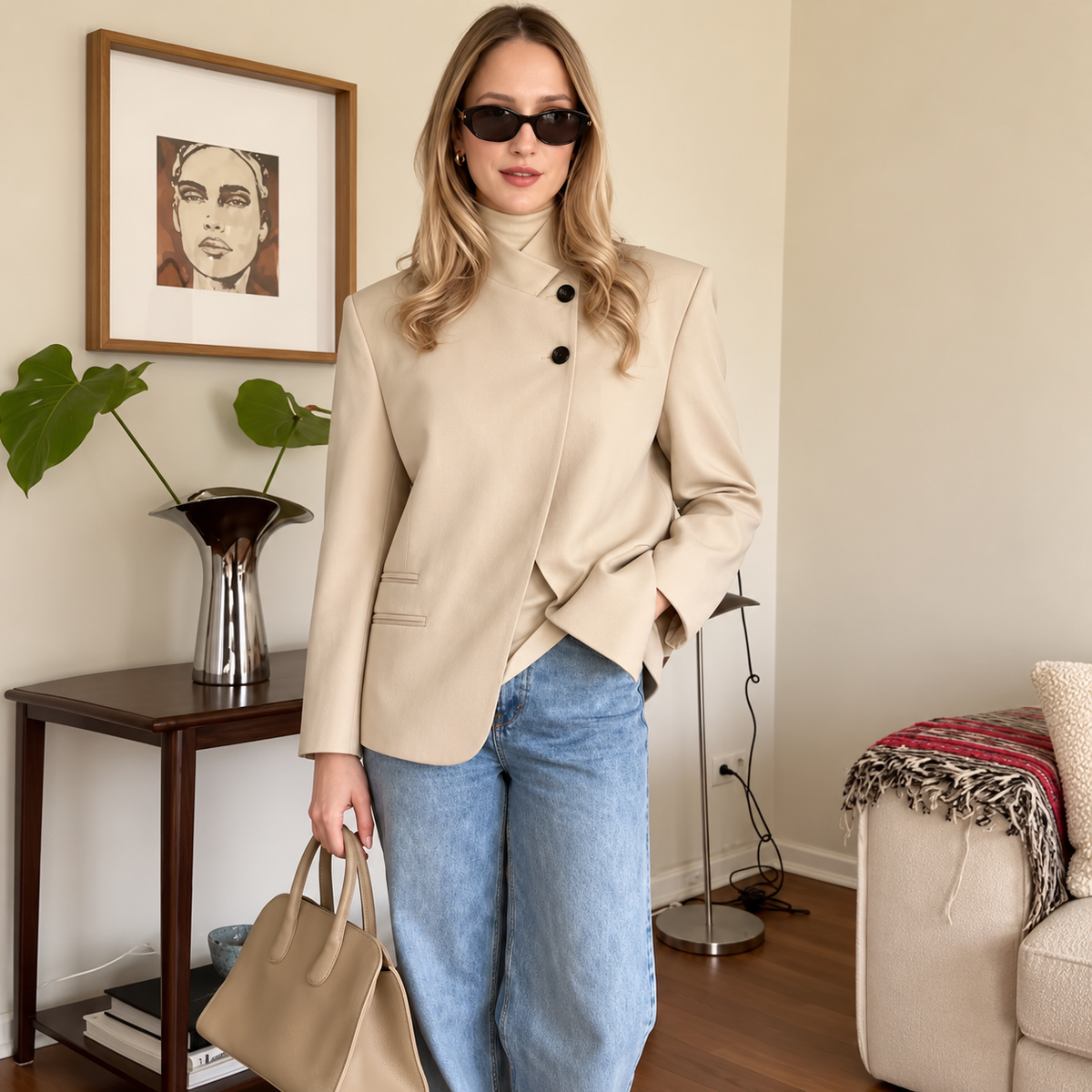 Blazer feminino gola alta Leonora – foto adicional 1