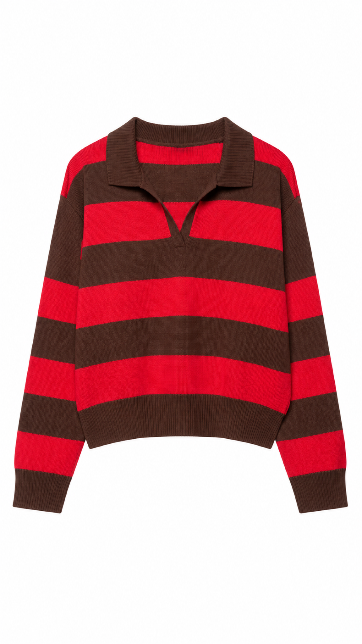 Marit – Gestreifter Strickpullover, Vermelho/Marrom