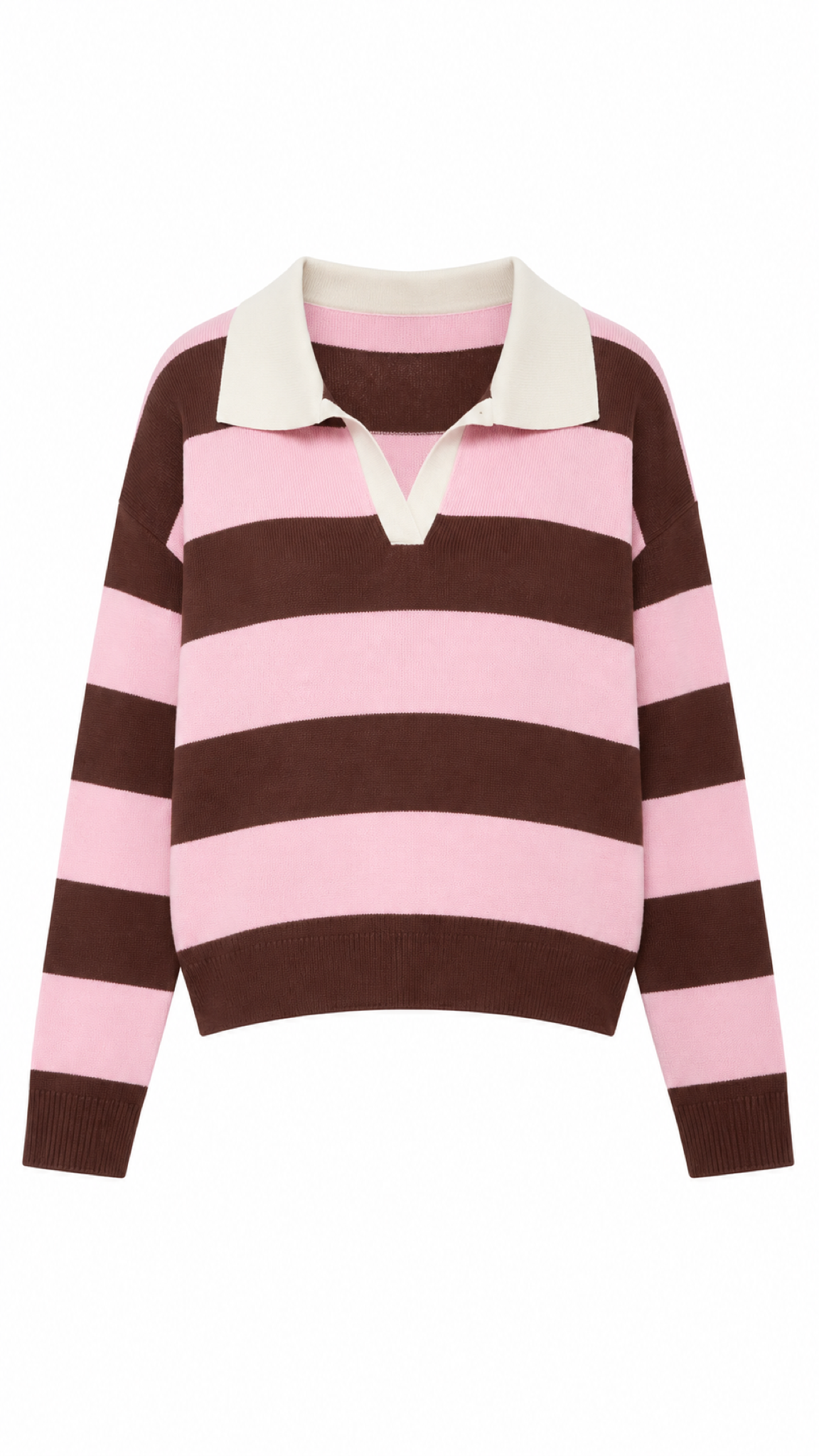 Marit – Gestreifter Strickpullover, Rosa/Marrom