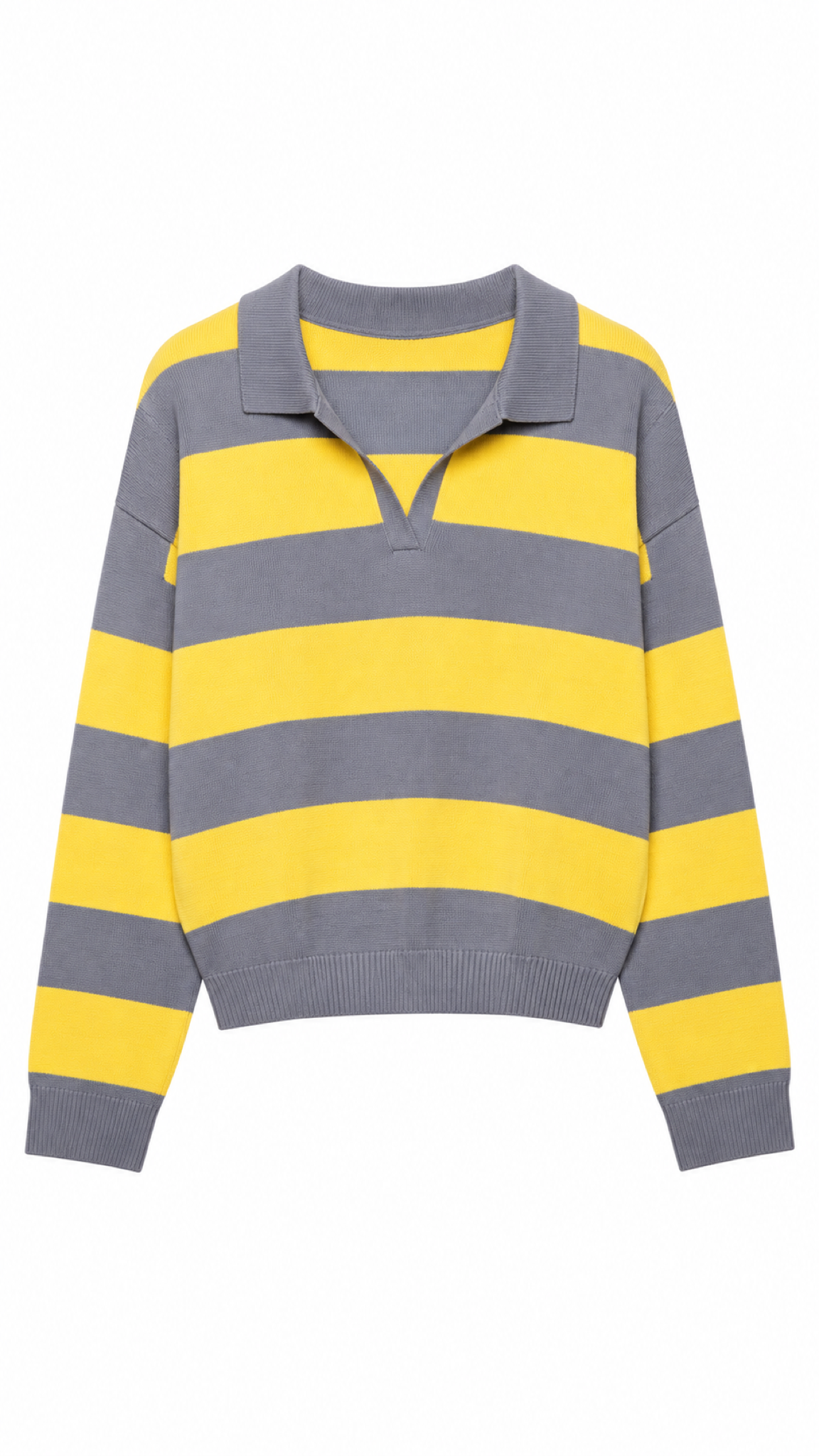 Marit – Gestreifter Strickpullover, Cinza/Amarelo