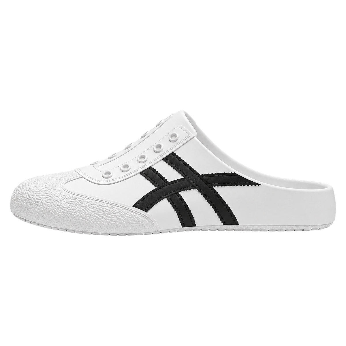 Mule feminino Lia branco, vista lateral, fundo transparente
