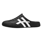 Mule feminino Lia preto, vista lateral, fundo transparente