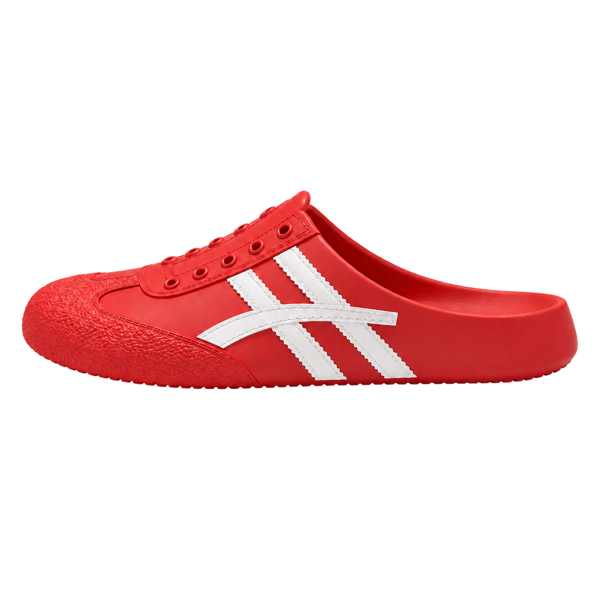Mule feminino Lia vermelho, vista lateral, fundo transparente