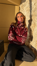 Silja Jacquard-Cardigã mit Paisleymuster – Vermelho