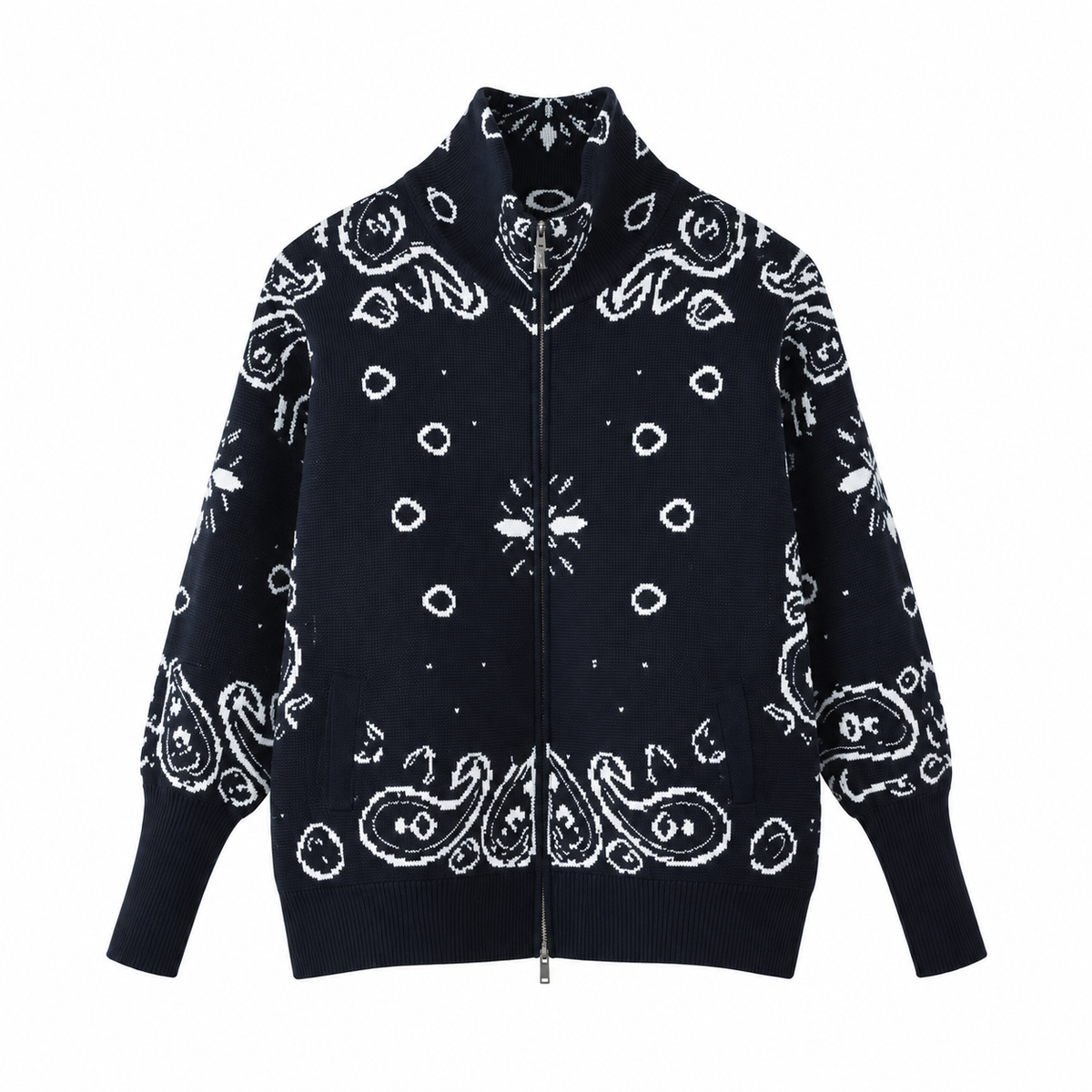 Cardigã Feminino Jacquard com Zíper Silja — Azul — imagem 4